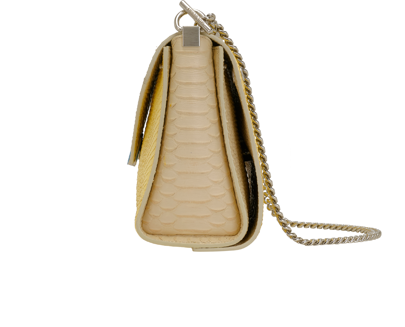 Delphie 2-Way Chain Bag, &pound;250, Handbags, Beige/Yellow, Leather, Bottom view